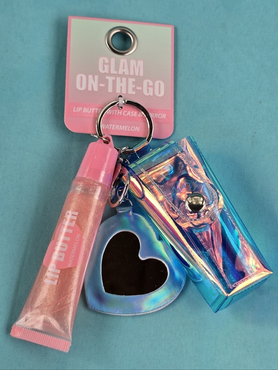 glam Other - Watermelon Lip Butter Keychain Set - Pink & Holographic